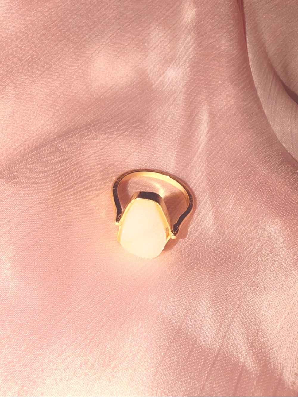 Gold Ring with White Stone - Elegant Women's Jewelry